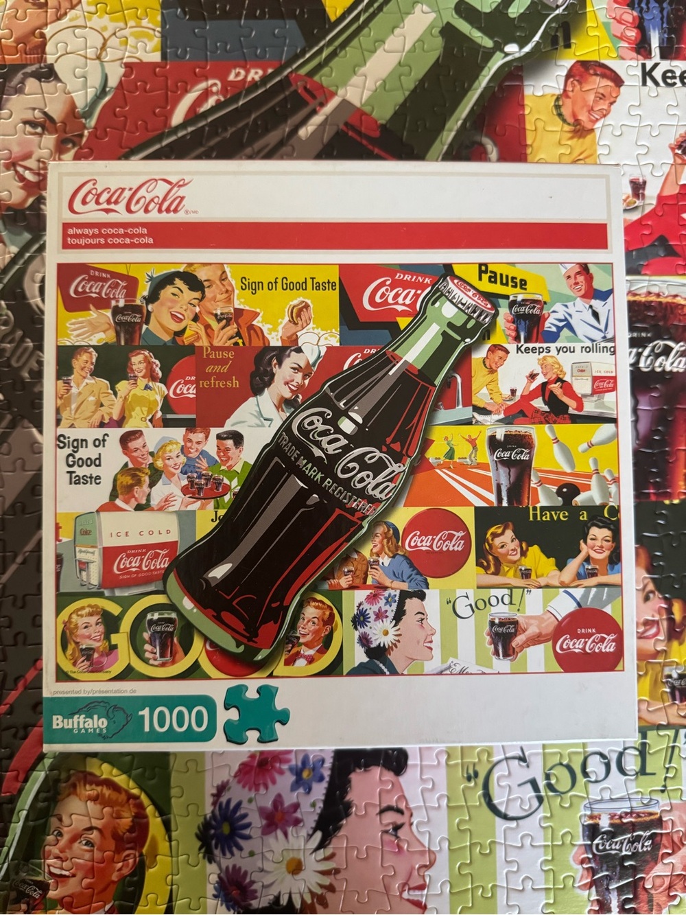 Coca-Cola Red, Green, Yellow Buffalo Games Retro Collage Puzzle Art